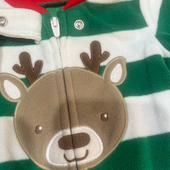 Carter’s Reindeer Christmas Onesie w/ Santa & Reindeer Socks 3 Months. - Picture 2 of 6